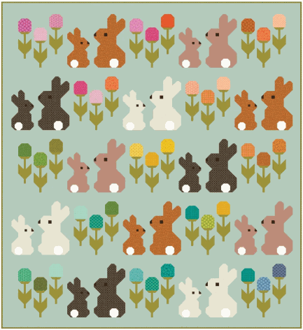 Cottontails Quilt Kit by Elizabeth Hartman featuring Scenery fabric collection and pattern for 68" x 74" quilt top
