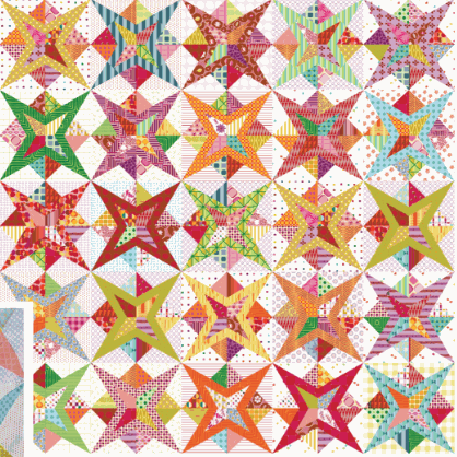 Shooting Star Tempter Quilt Kit with Bonbon Jar fabrics by Jen Kingwell for Moda Fabrics, 60x60 inches pre-order