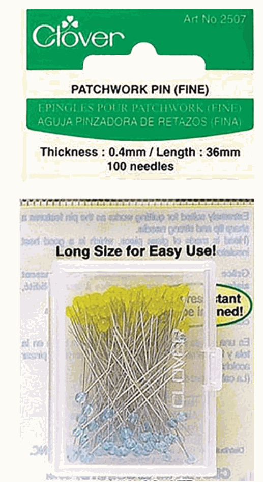 Clover Patchwork Pins 0.4mm 1.5 inch heat resistant glass head pins 100 count