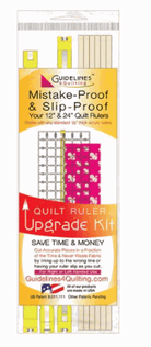 Guideline Qlt Ruler Upgrade Kit with grip strips and adjustable fabric guides for slip-proof quilting cuts