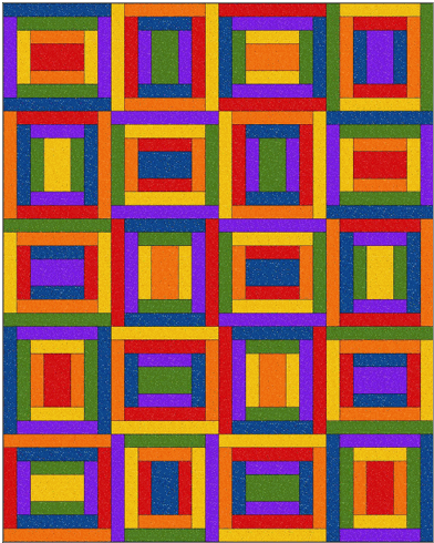 Six-Pack Party County Courthouses colorful quilt pattern showcasing fabric six-pack bundles