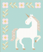 Unicorn Garden Quilt Kit featuring Little Posies fabric by Cayla Naylor, 59x72 inches, pre-order with pattern and fabric in keepsake box
