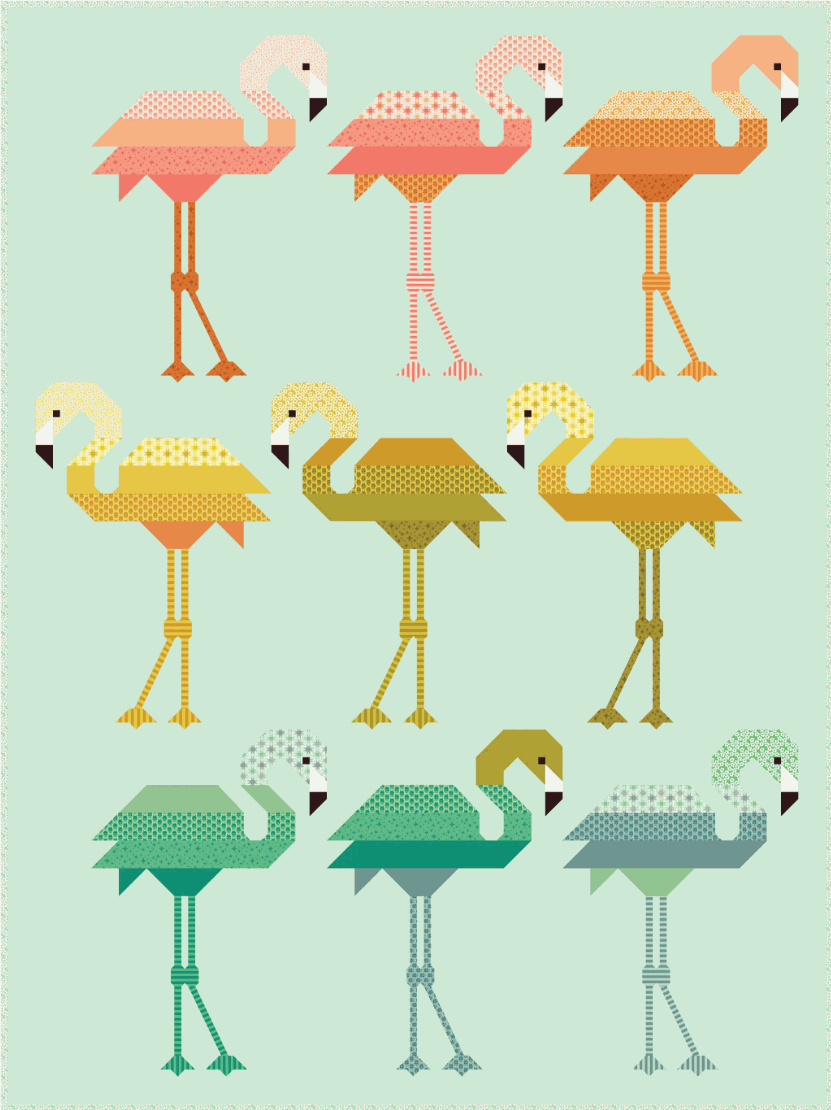 Florence Flamingo Quilt Kit by Elizabeth Hartman with Popcorn fabrics, pre-order shipping November 2026