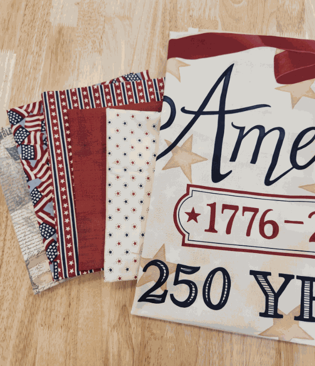 Gateway Quilt Kit with America 250 Years patriotic fabrics by Villa Rosa Designs and Deb Strain, includes panel, pattern, and fabrics for 45x62 inch quilt top