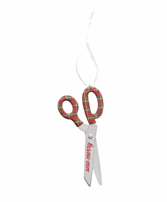 Vintage Scissor Ornament by Cathe Holden for Moda hanging on Christmas tree