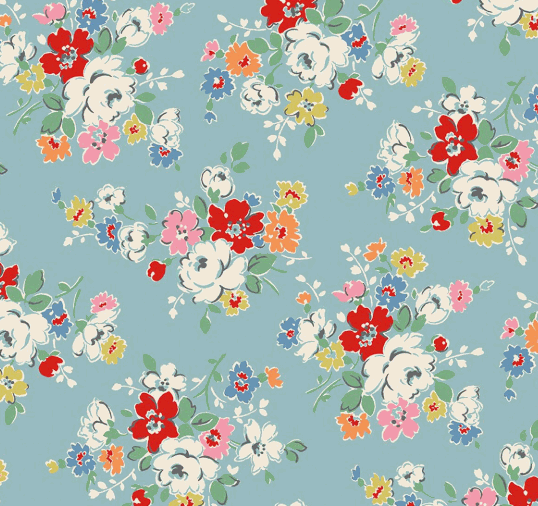 Cath Kidston® Signature Collection Clifton Rose Blue floral fabric for quilting and crafts