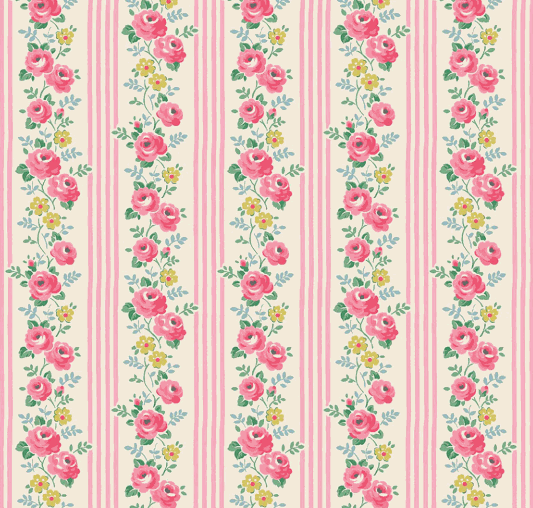 Cath Kidston® Signature Collection pink stripe fabric by Riley Blake Designs sold in half-yard increments