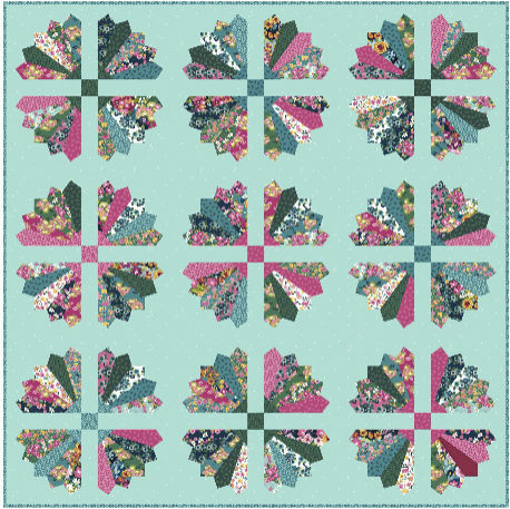 Floret Quilt Kit featuring Morning Meadow fabrics and Floret pattern by Aria & Ava Quilts 62x62 inches