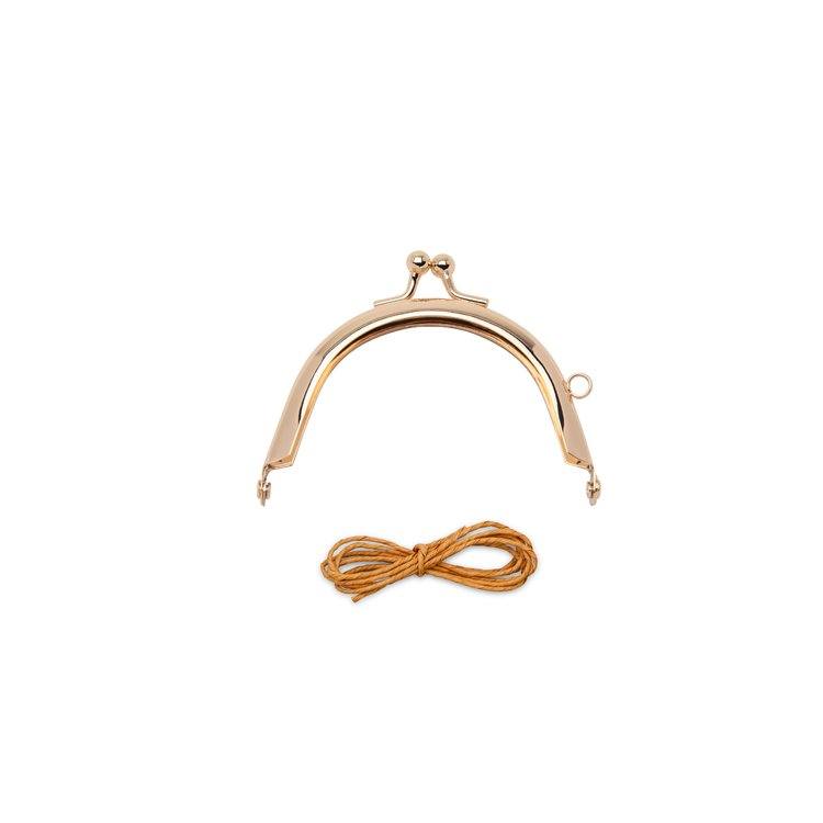 Rose gold round clasp purse frame with paper string for attachment, 2 by 3 inches round clasp accessory