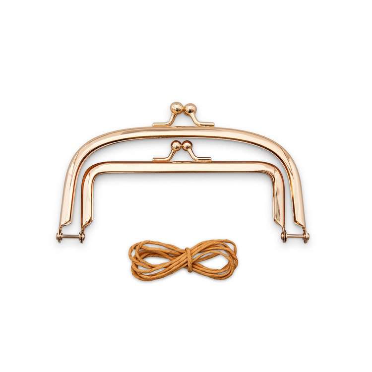 Rose gold double clasp purse frame with paper string for glue-in installation
