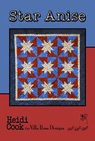 Star Anise Pattern quilt design by Villa Rosa Designs featuring star-shaped blocks in red, blue, and cream colors