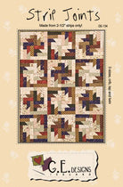 Strip Joints Pattern 134 large block quilt with 2-1/2" strips in light and dark blocks for crib, lap, and twin sizes