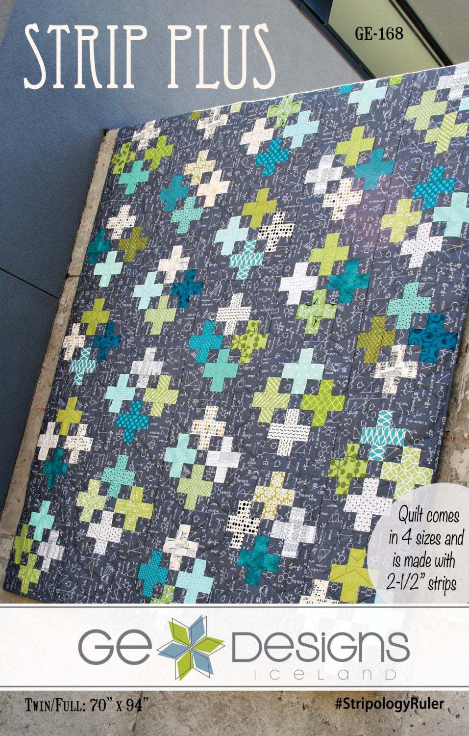 Strip Plus Pattern quilt made from 2.5 inch strips in various sizes