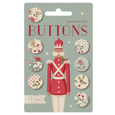 Set of 8 Merry Little Christmas Buttons 0.63 inch Nordic vintage style from TILDA