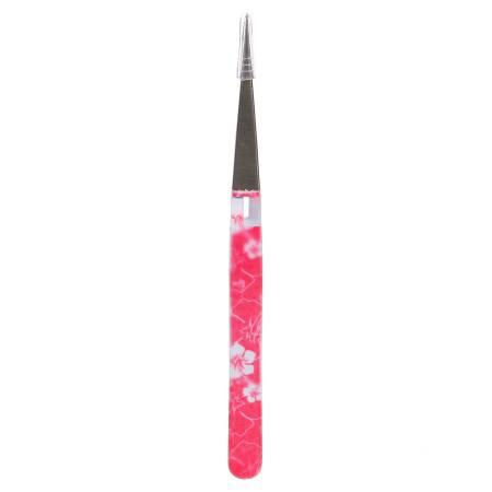 Reverse Action Fine Tip Tweezers with hand painted floral design and stainless steel tips