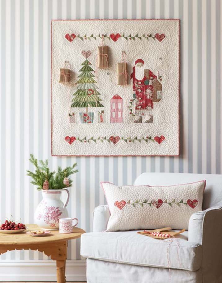 Dear Santa Calendar quilt kit featuring Merry Little Christmas collection with 24 buttons for Advent countdown