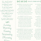 Calico Wideback fabric with vintage calendar text and icons by Lori Holt for quilting and home decor