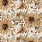 Evening on the Prairie watercolor sunflowers cream fabric wideback