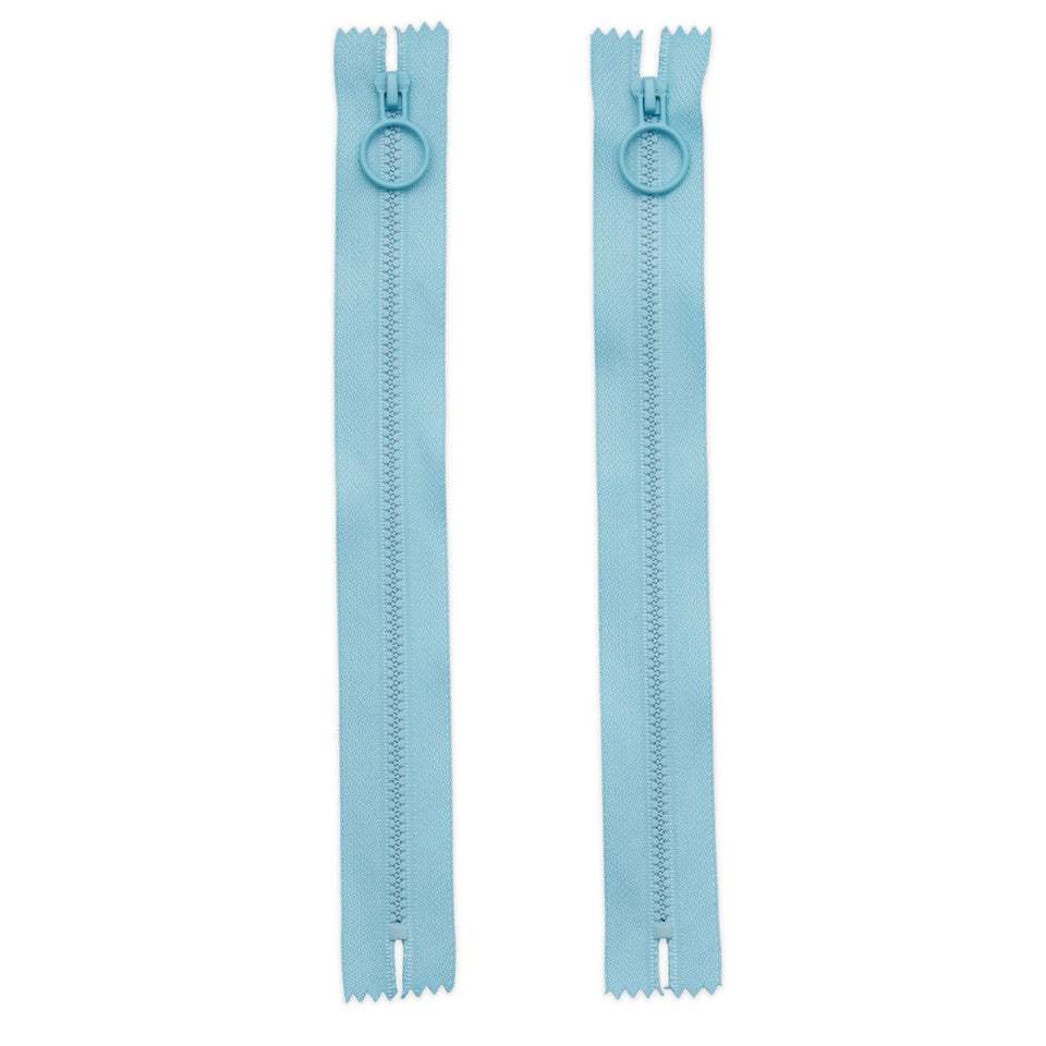 Light blue 8-inch zipper with hoop pull, two pieces included