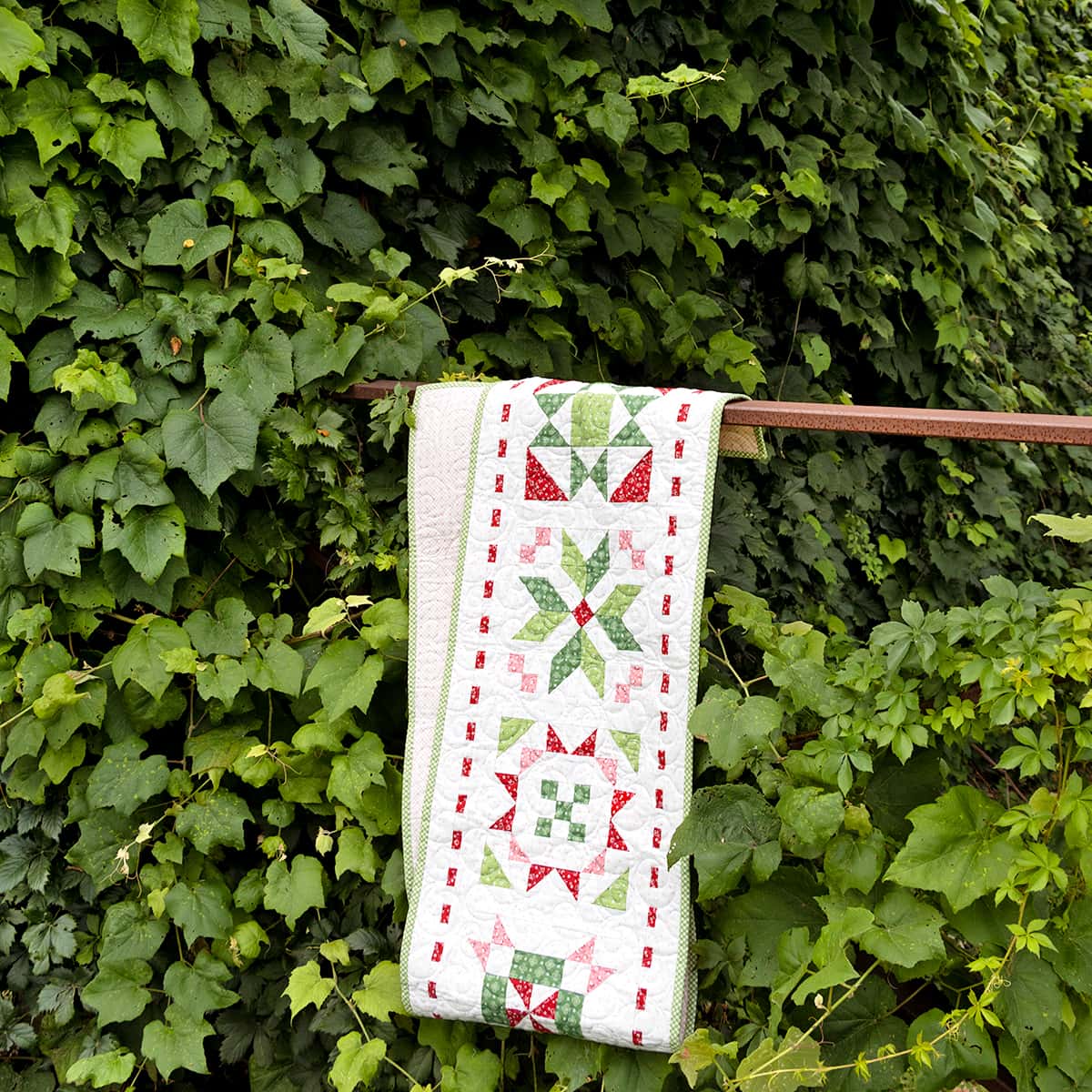 Seasonal Stitchy Stars Winter table runner kit with fabric for 16.5x79.5 inch top and binding by It's Sew Emma