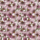 Coneflower Corral Echinacea White fabric with pink coneflowers and green leaves by Teresa Magnuson