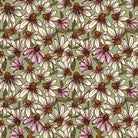 Coneflower Corral fabric with purple and white echinacea flowers on olive background by Teresa Magnuson