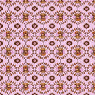 Coneflower Corral fabric featuring digital highland cows and floral geometric patterns in light eggplant color by Teresa Magnuson