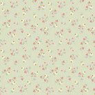 Coneflower Corral ditsy floral fabric light olive with pink and white flowers by Teresa Magnuson