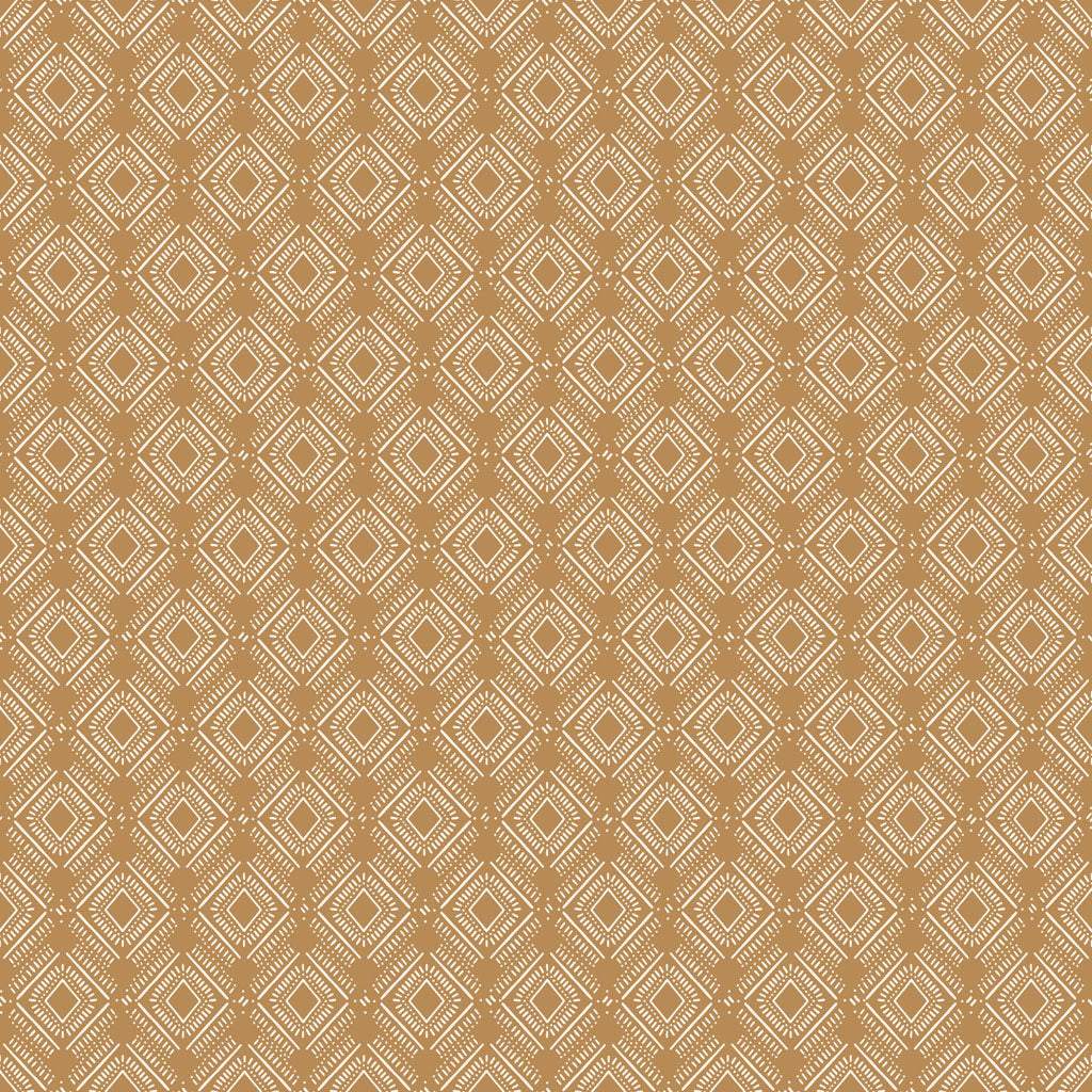 Coneflower Corral fabric with dark gold diamond geometric pattern by Teresa Magnuson for Clothworks