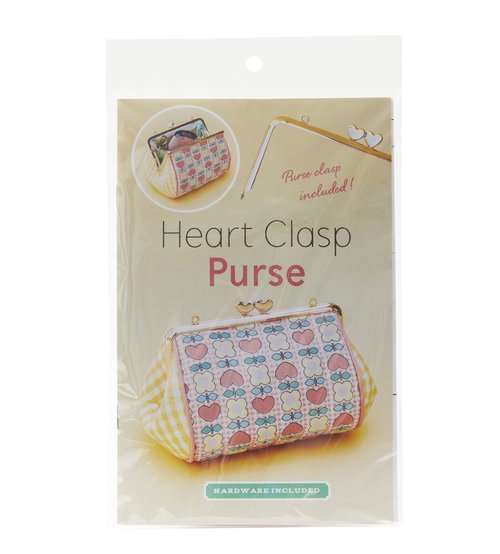 Heart Clasp Purse kit with rose gold heart-shaped clasp and decorative piping for making a small clutch or handbag