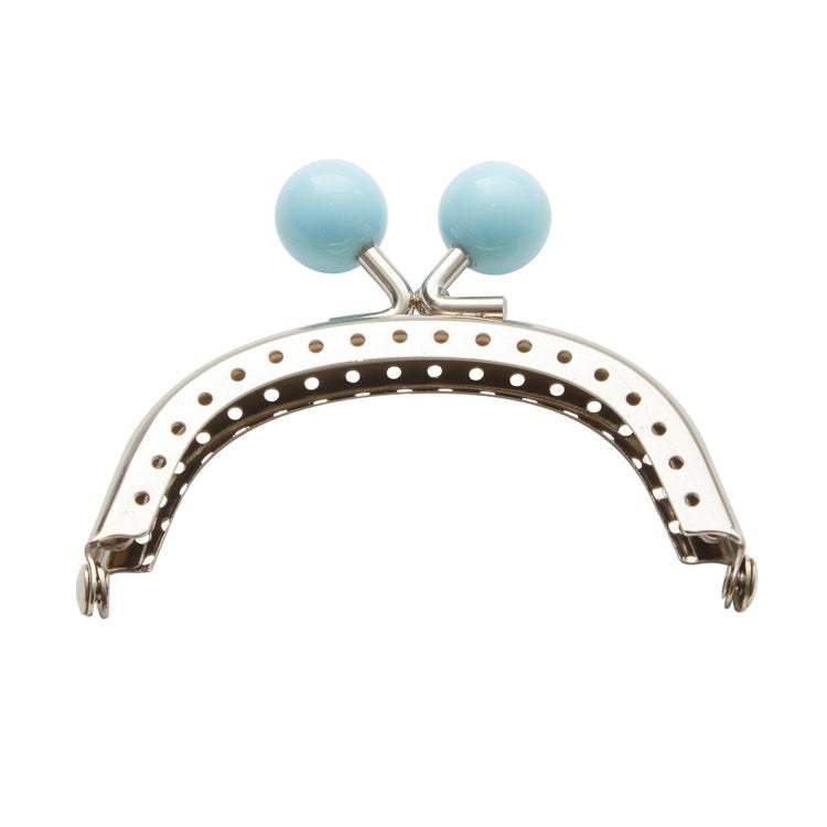 Blue bauble sew-in clasp with silver frame for purses and crafts
