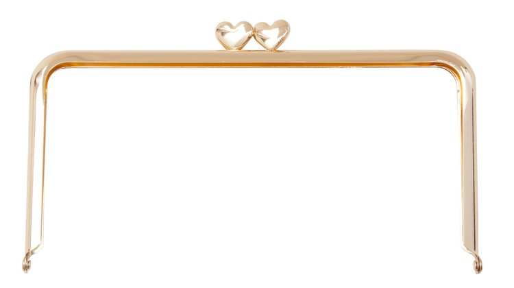Rose gold rectangle heart clasp with heart-shaped tabs for sewing projects