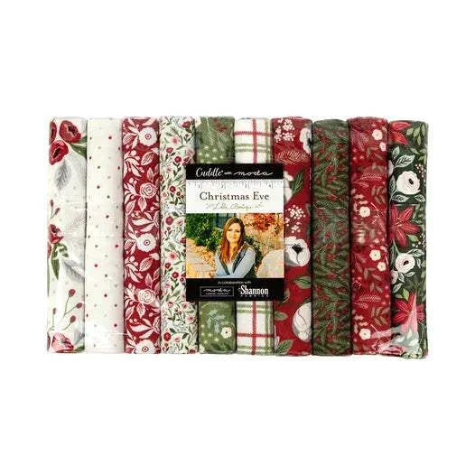 Christmas Eve Quilting Cuddle Fat Quarter Bundle by Vanessa Goertzen with 10 soft, low-pile holiday fabric pieces for quilting