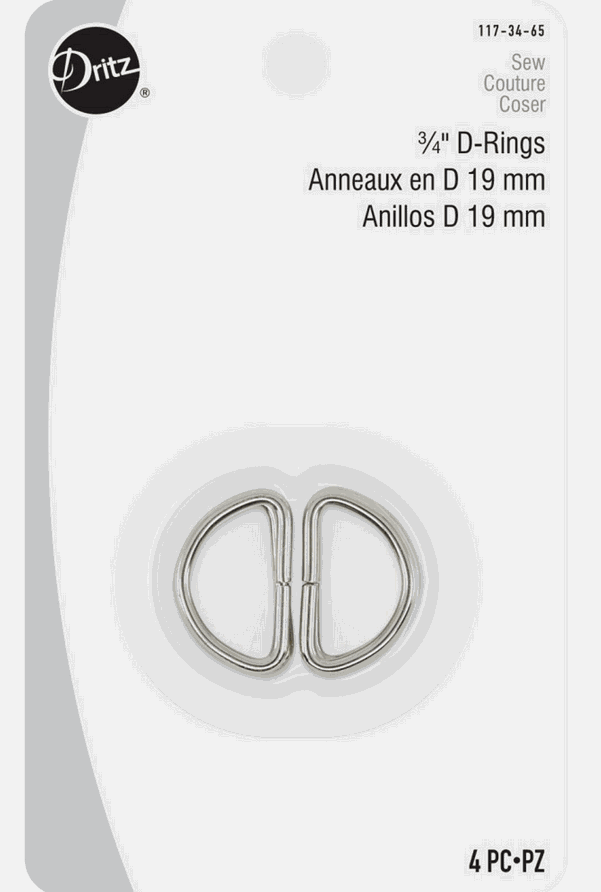 3/4 inch nickel D rings for sewing projects, belts, and bags