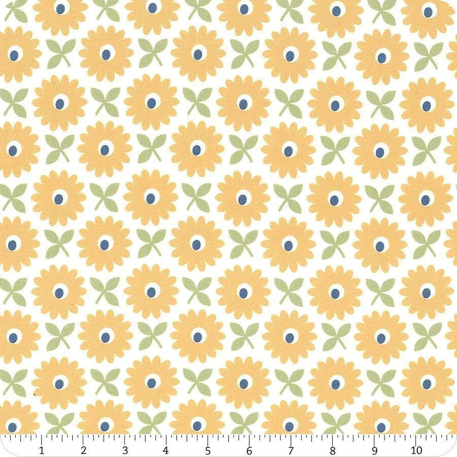 Home Town Wideback fabric with yellow daisy pattern by Lori Holt, 108" wide, 1 yard bundle