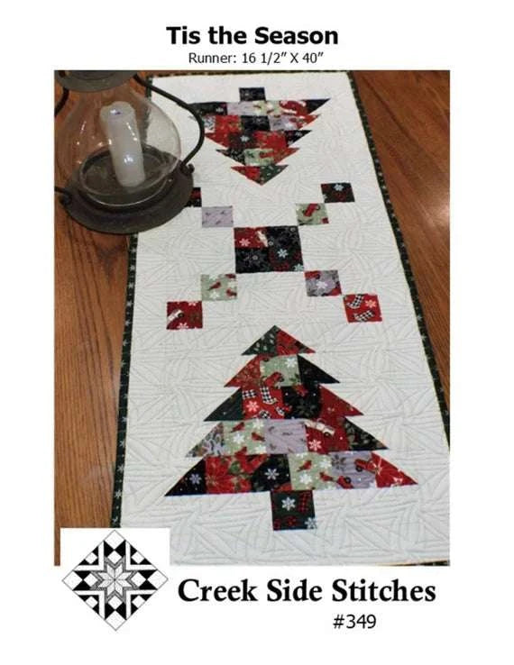 PATTERN Tis the Season holiday table runner with patchwork trees by Creek Side Stitches