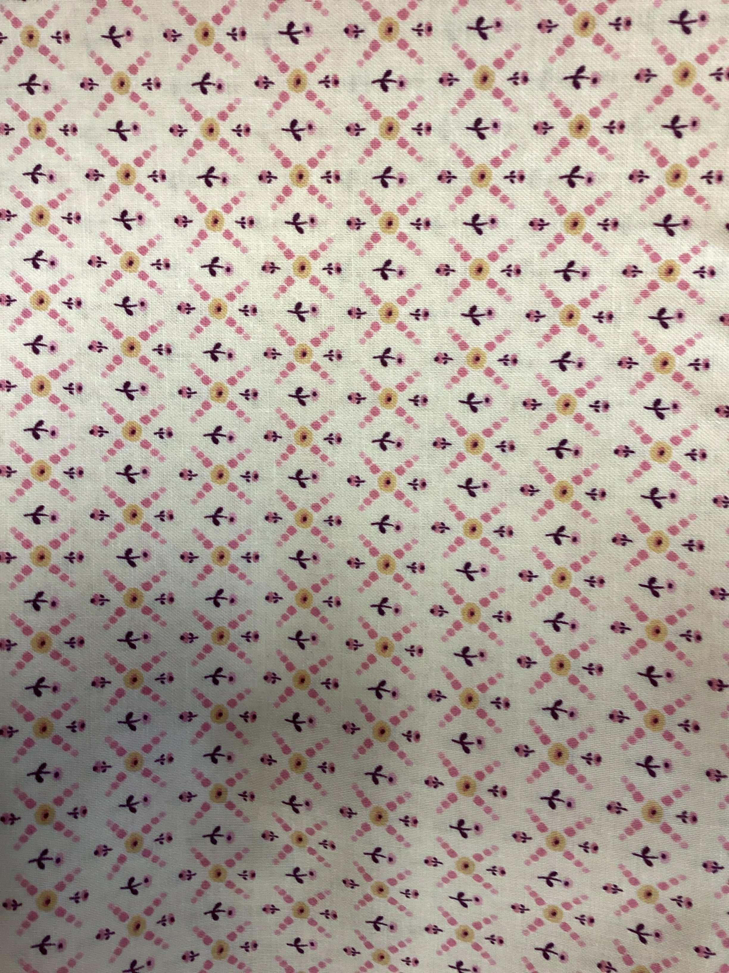 2 Yard Backing fabric with pink and beige floral quilt backing pattern