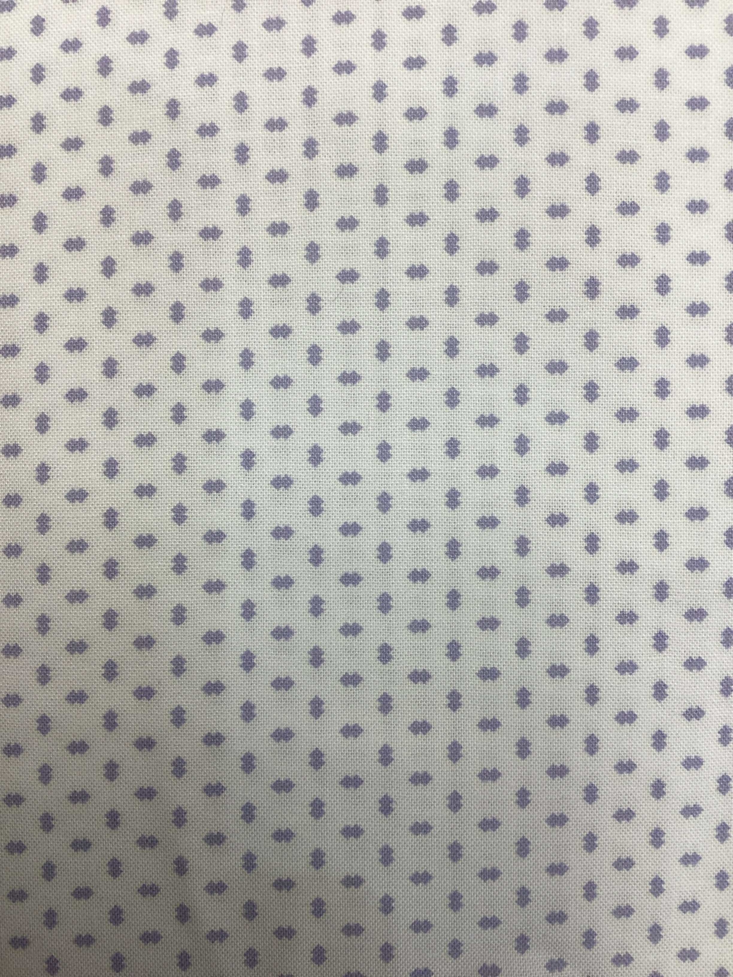 4 3/4 yard quilt backing fabric with small purple diamond pattern on white background
