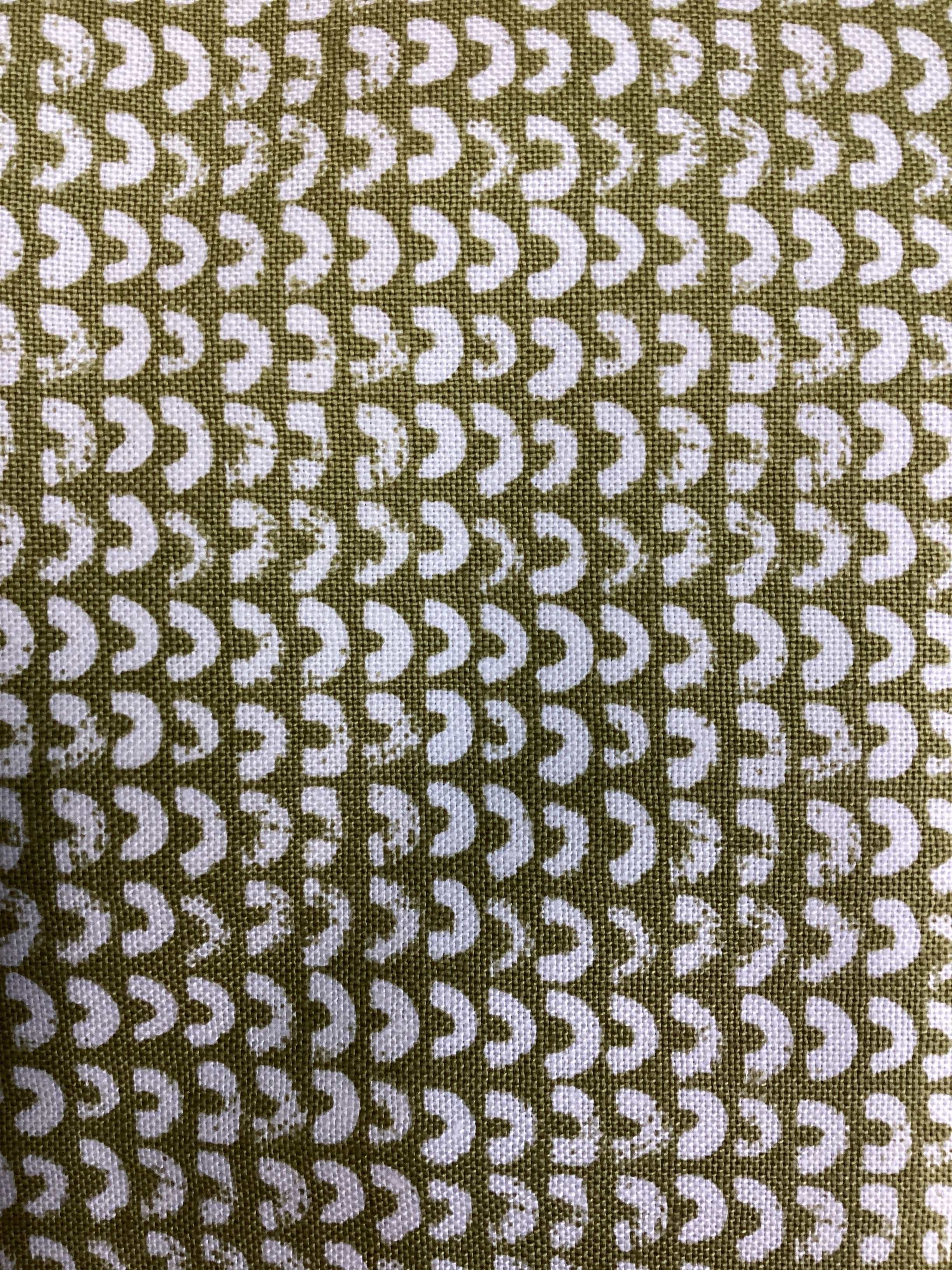 4 yard backing fabric with olive green and white geometric pattern for quilt backings