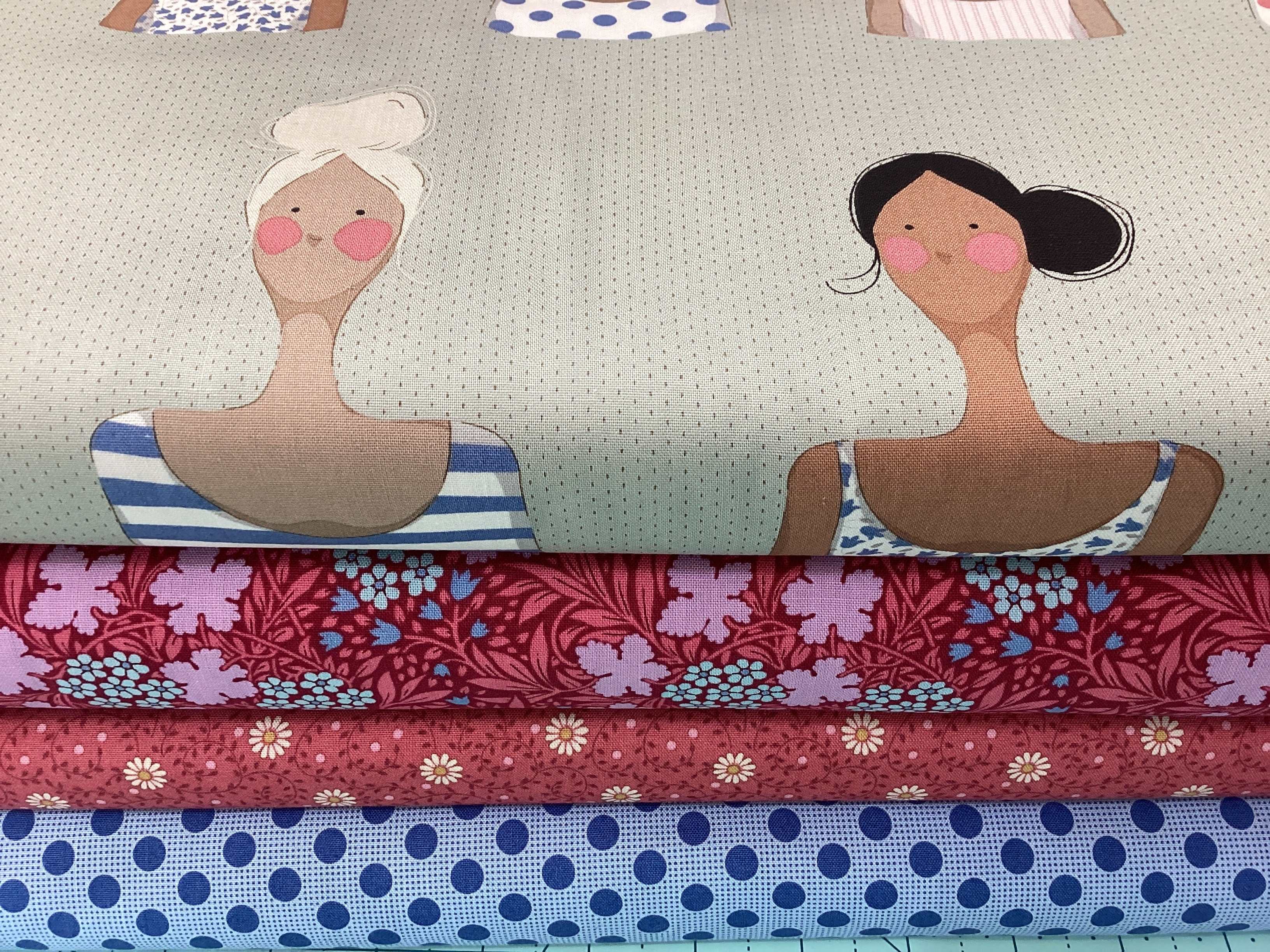 4 Yard Quilt Bundle with illustrated and floral fabric patterns for quilt crafting