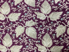 3 3/4 yard backing fabric with beige leaf pattern on purple background for quilt backing