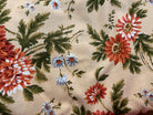 5 Yard Backing fabric with floral pattern in red and green on beige background