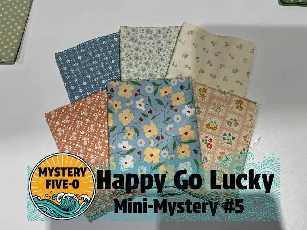 M50 Happy Go Lucky quarter-yard fabric bundle curated by Bella Rose Quilts for mini mystery quilt project