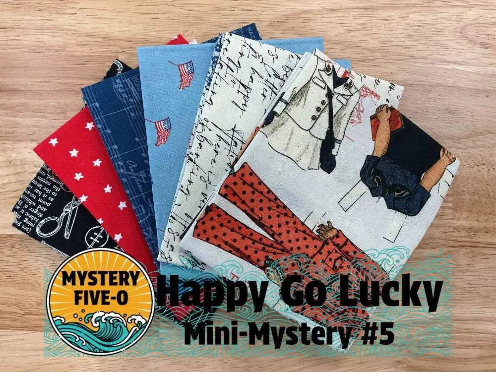 M50 Happy Go Lucky quarter-yard fabric bundle curated by Bella Rose Quilts for mini mystery quilt event