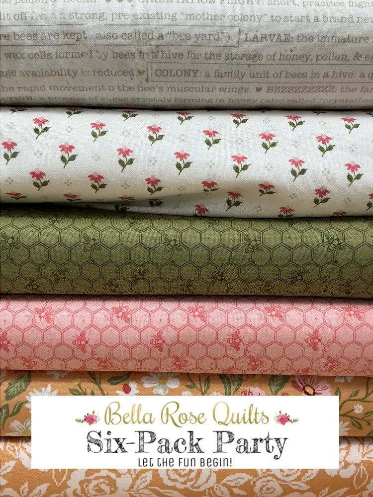 Six colorful half-yard fabric cuts for quilting in Six-Pack Party Bundle backroads design