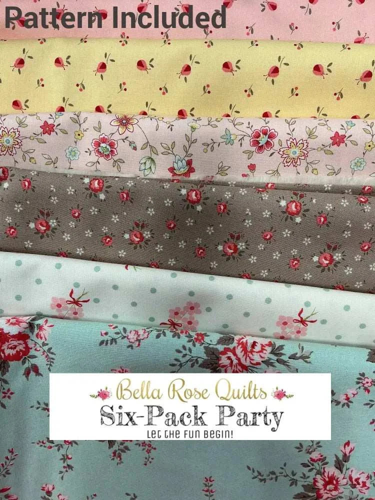 Six half-yard fabric cuts for Six-Pack Party Bundle quilting project