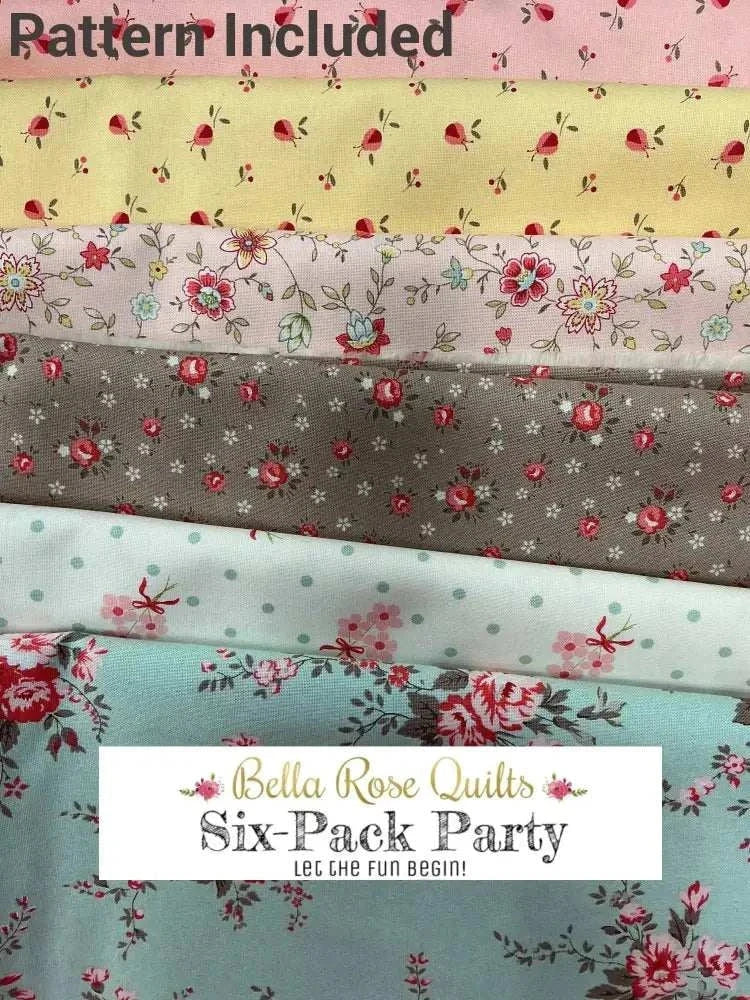 Six-Pack Party Bundle fabric cuts for quilting with Bella Rose Quilts group