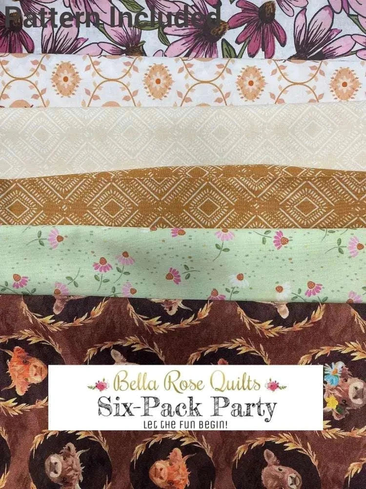 Six-Pack Party Bundle fabric cuts for quilt making with handpicked designs