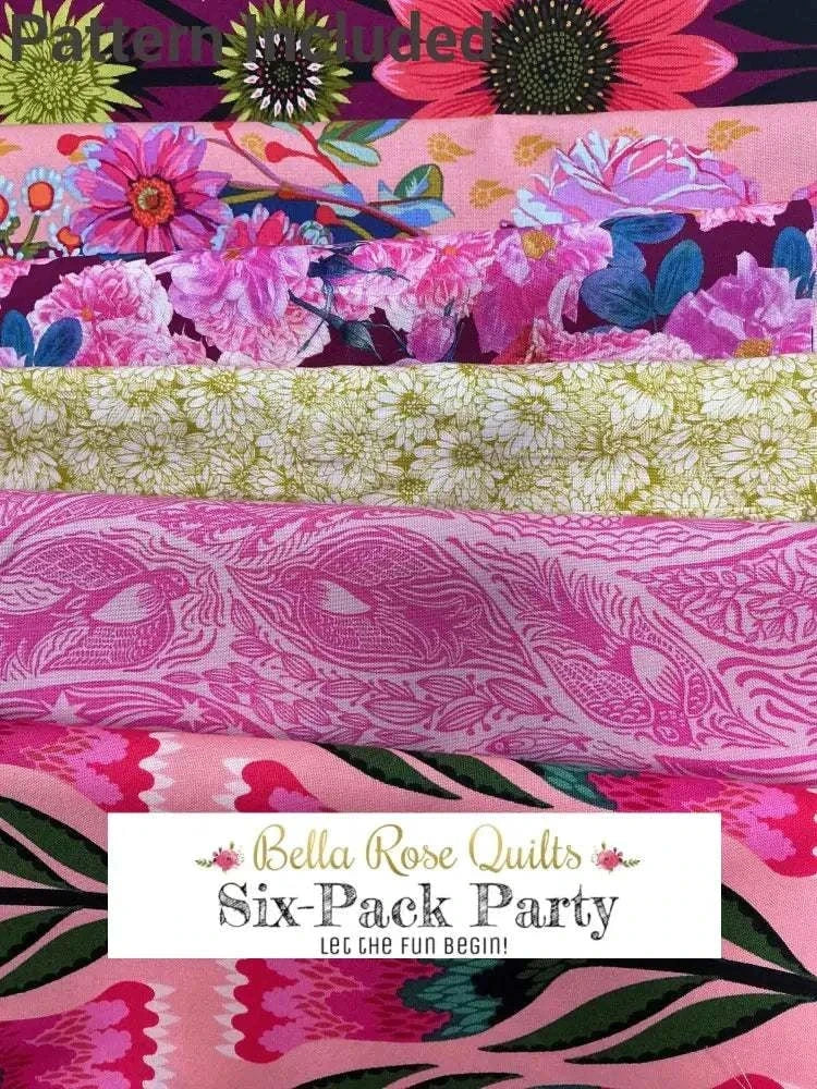Six-Pack Party Bundle with six half-yard fabric cuts for quilting and community connection