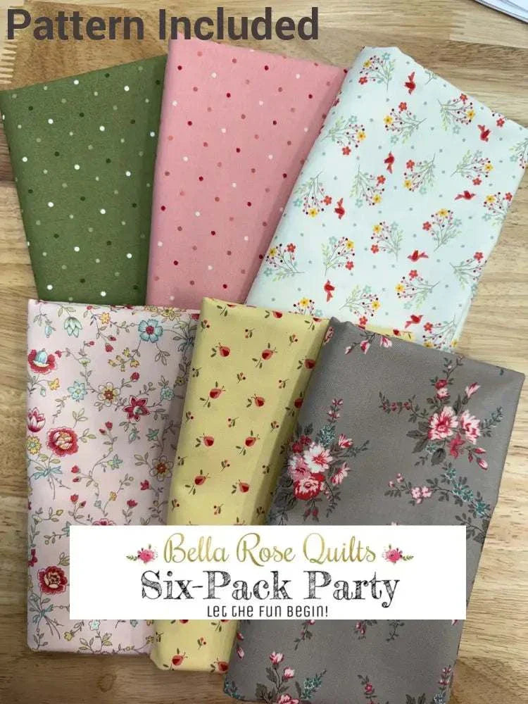Six-Pack Party Bundle with six half-yard fabric cuts for quilting projects